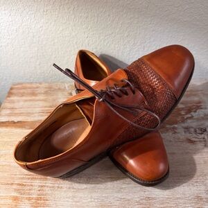 Allen Edmonds Mens Size 10D Lauderdale Cap Toe Dress Shoes Brown Leather Woven